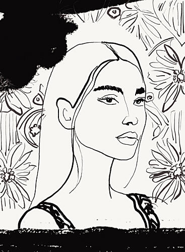 Modern Floral Portrait Art Print