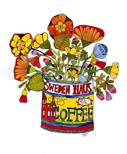 Sweden House Coffee Art Print by Sharon Nullmeyer