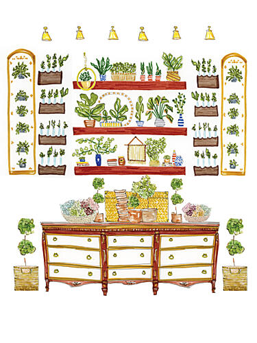 Lush Indoor Garden Gold Print