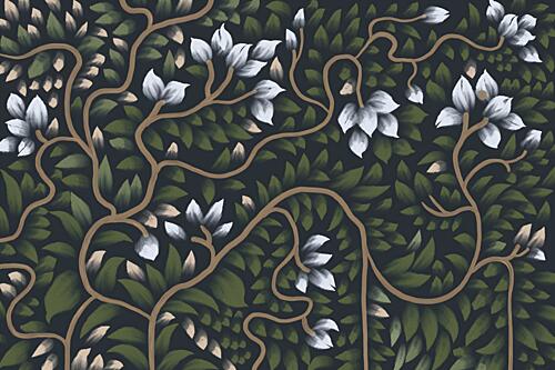 Midnight Floral Vines Art Print