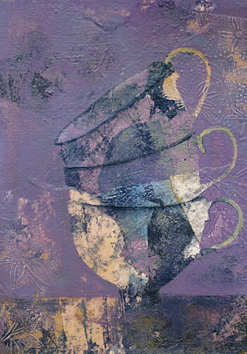 Stacked Purple Cups Gold Print