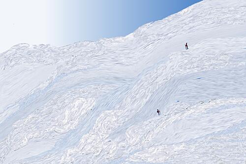 Skiers on Snowy Mountain Art Print