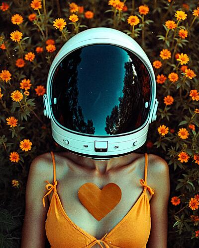 Dreamy Astronaut in Bloom Art Print by Tyler McAuley