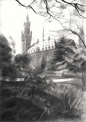 Gothic Castle Park View Art Print