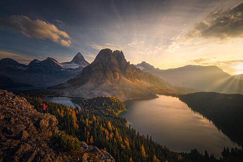 Autumn Mountain Lake Sunset Gold Print
