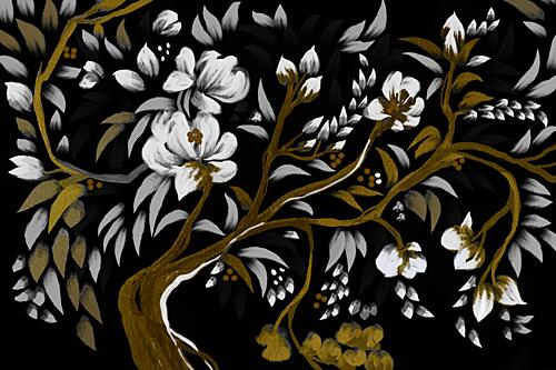Golden Flowering Tree Gold Print
