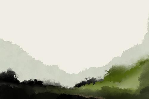 Misty Green Mountains Art Print