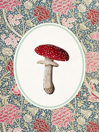 Vintage Mushroom Floral Pattern Art Print