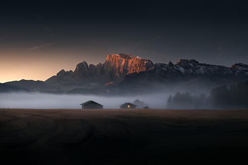 Misty Mountain Sunrise Gold Print