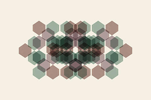 Overlapping Hexagon Layers Art Print by Cartissi