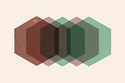 Muted Hexagon Overlap Art Print by Cartissi