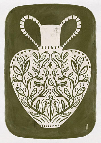 Botanical Folk Vase Art Print