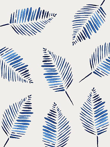 Watercolor Blue Leaves Art Print