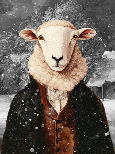 Winter Gentleman Sheep Art Print