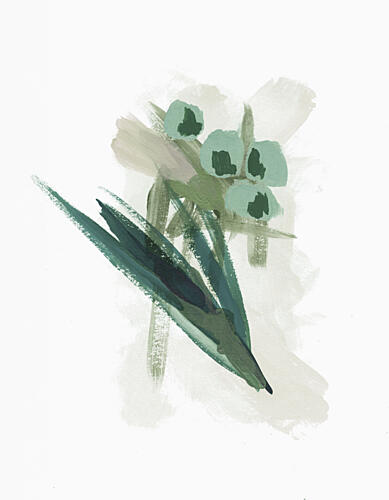 Abstract Green Flowers Art Print