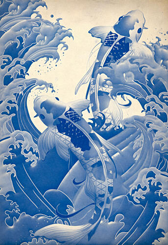 Blue Koi Waves Art Print