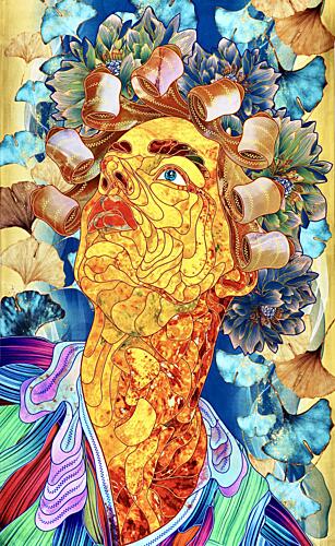 Golden Floral Gaze Gold Print