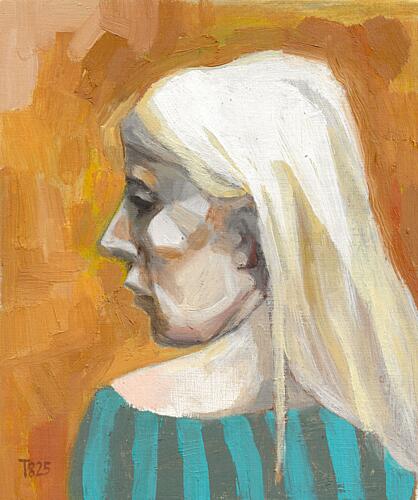 Pensive Blonde Woman Art Print