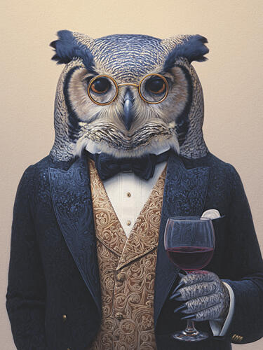 Sophisticated Owl Gentleman Art Print