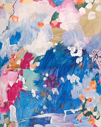 Vibrant Abstract Flow Gold Print