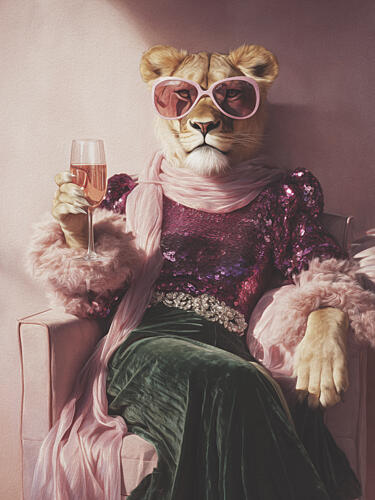 Sophisticated Pink Lioness Art Print