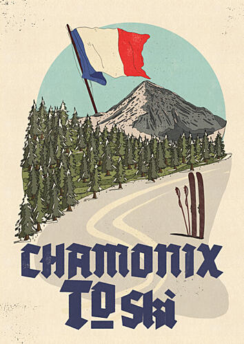 Chamonix Ski Mountains Art Print