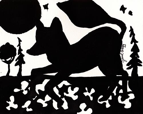Moonlit Fox Run Art Print