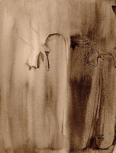 Washed Sepia Bloom Art Print