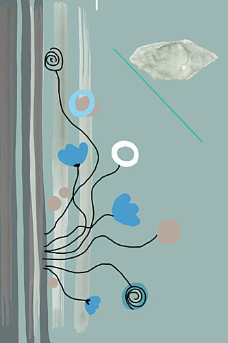 Blue Abstract Flowers Art Print