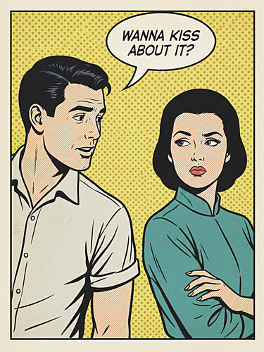 Retro Kiss Proposal Pop art reproduction