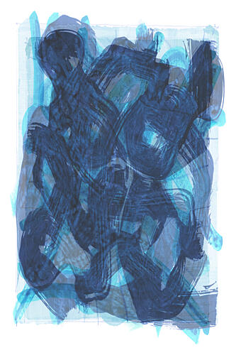 Blue Fluid Abstract Art Print by Cartissi