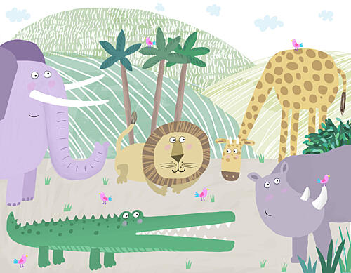 Friendly Safari Animals Art Print