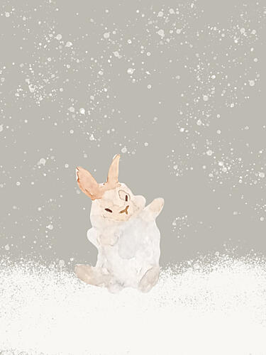 Playful Winter Bunny Art Print