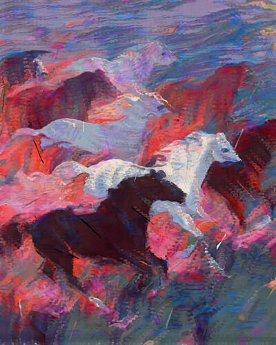 Vibrant Running Horses Art Print