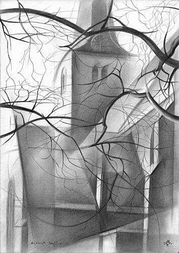 Church Tower Winter Art Print