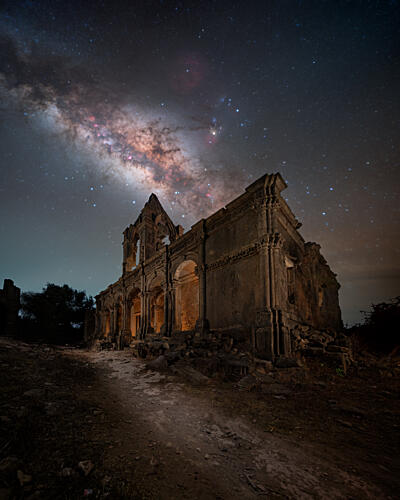 Ancient Ruins Night Sky Art Print