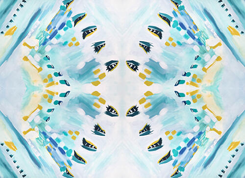 Aqua Gold Symmetry Gold Print