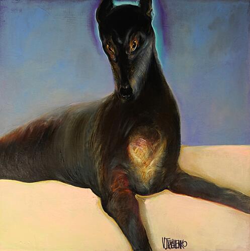 Golden Eyed Greyhound Gold Print