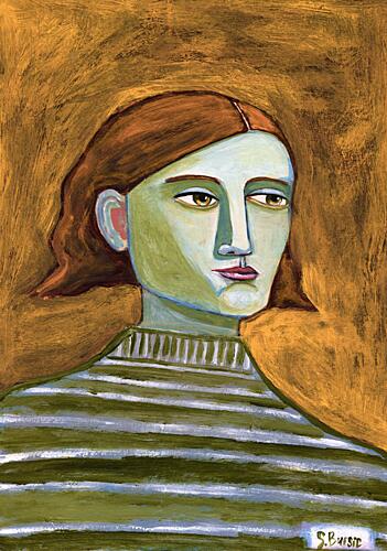 Thoughtful Green Portrait Art Print