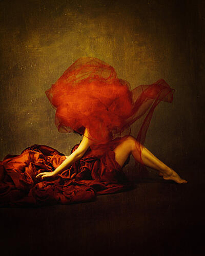 Flowing Red Elegance Art Print