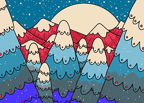 Whimsical Winter Peaks Art Print