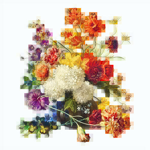 Vibrant Floral Pixels Art Print
