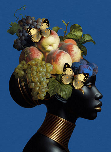 African Fruit Head Profile Art Print