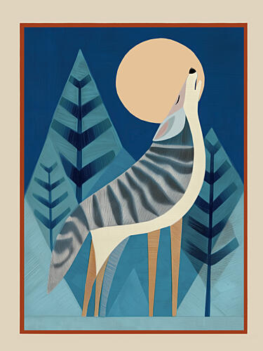 Wolf Howling Moon Art Print