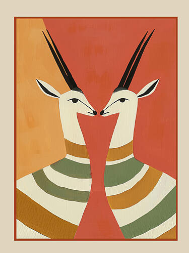 Facing Gazelle Pair Art Print
