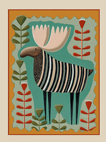Striped Moose Forest Art Print