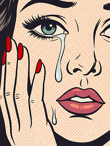 Retro Crying Woman Pop art reproduction