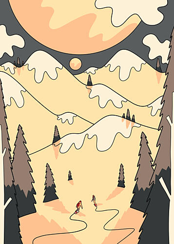 Mountain Ski Adventure Art Print