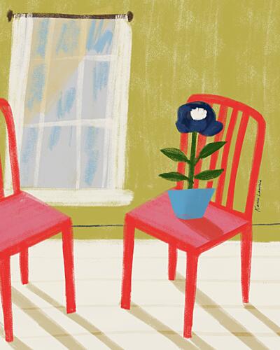 Red Chairs Sunny Room Art Print