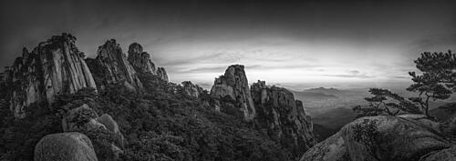 Majestic Monochrome Mountains Art Print